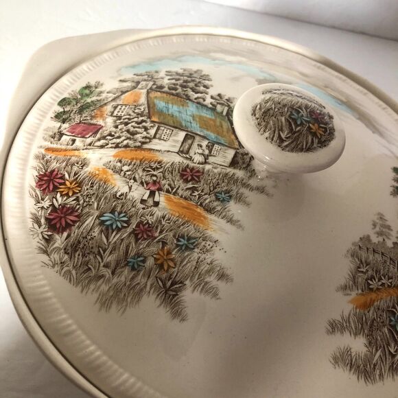 Alfred Meakin Famous Cottages Covered Dish John Peel Cottage 8 1/2" England - Picture 4 of 6